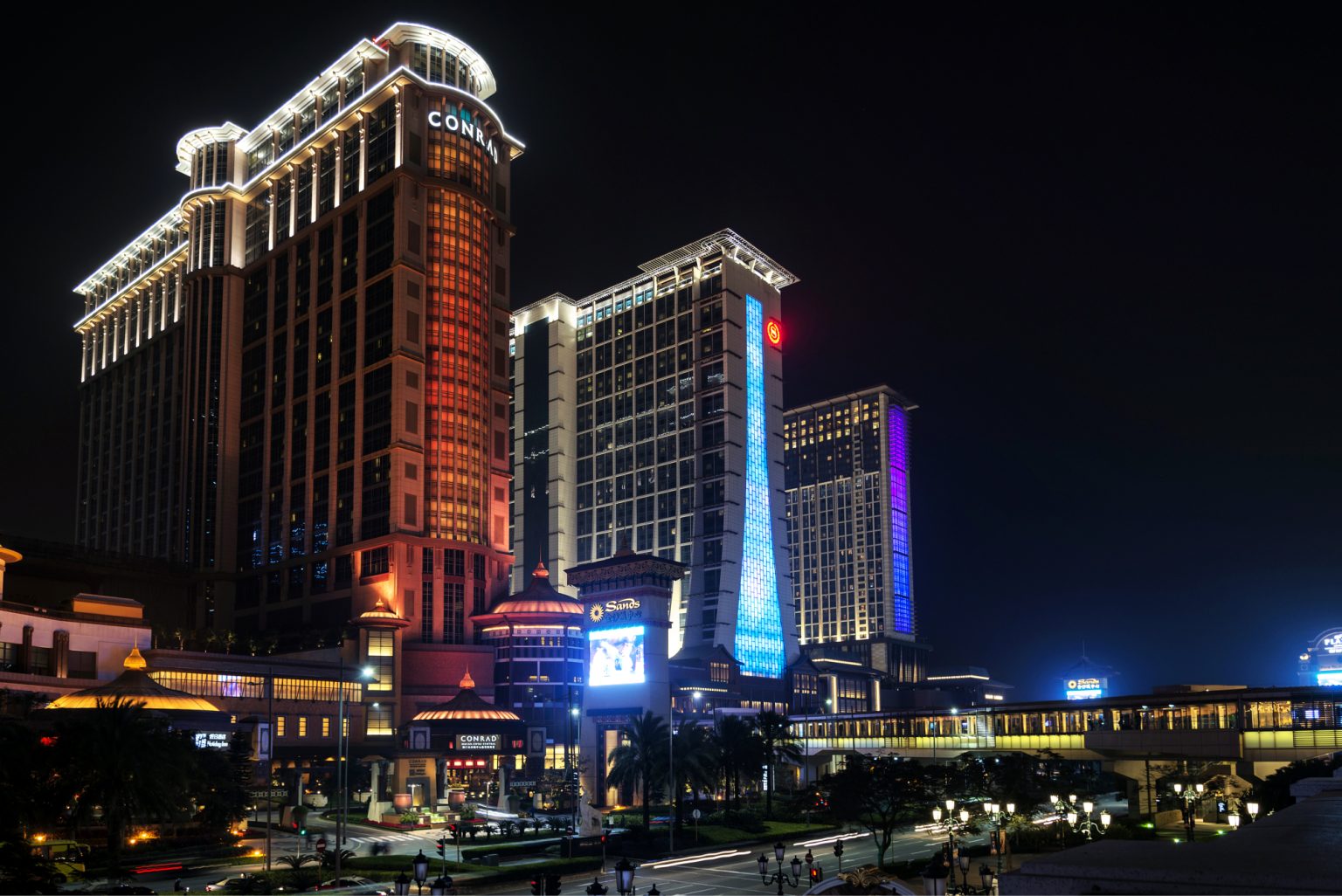 casino resorts in famous cotai gambling strip in macao macau china at night